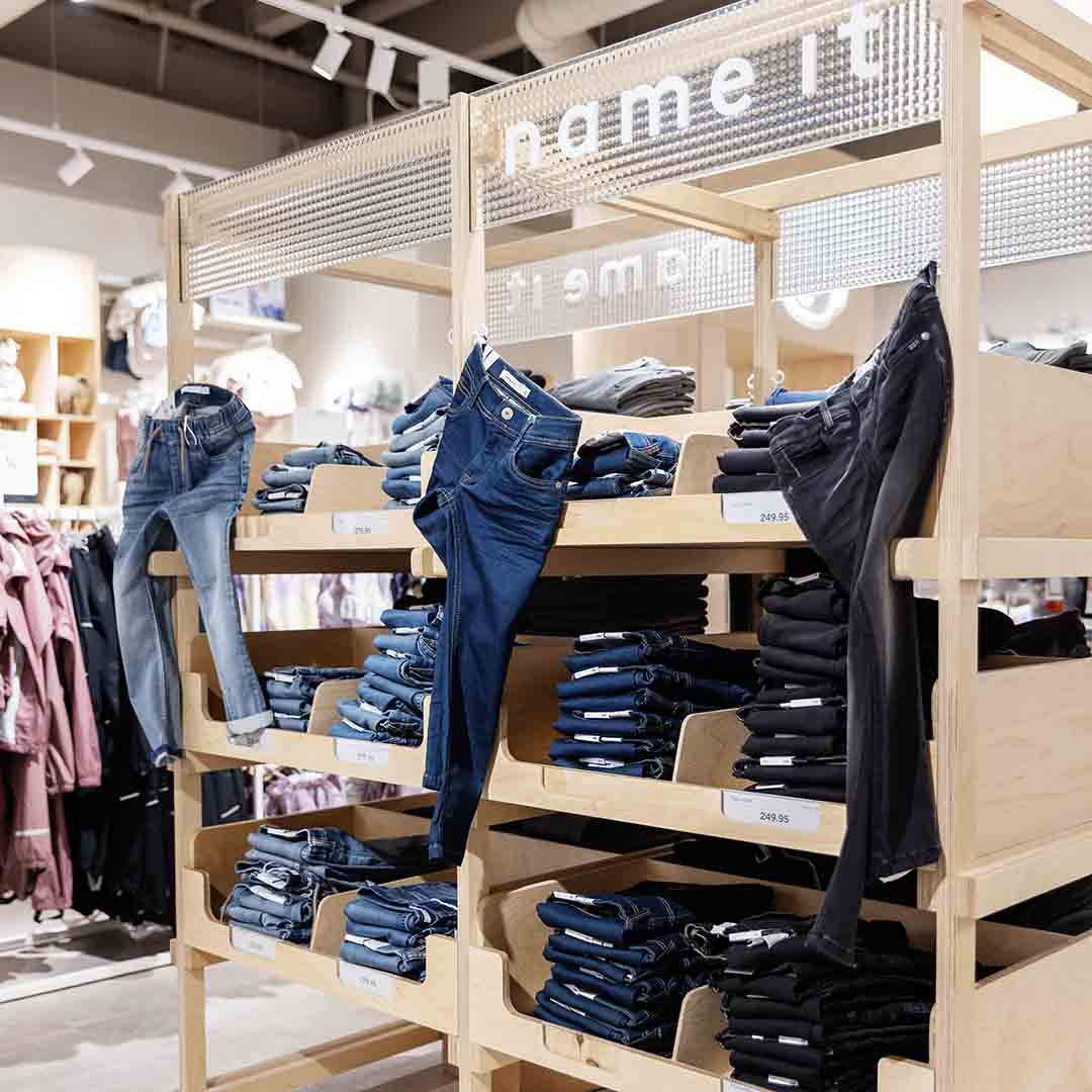 Various colored jeans from Name It in Frederiksberg Center.